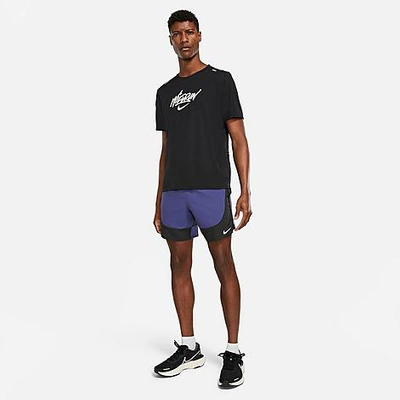 Nike Men's Flex Stride Wild Run Shorts In Dark Purple Dust/black