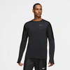 Nike Men's Dri-fit Running Crewneck Sweatshirt In Black/reflective Silver