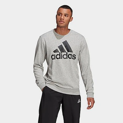 Adidas Originals Adidas Men's Crewneck Logo Graphic Sweatshirt In Medium Grey Heather/black