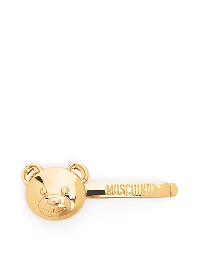 Moschino Teddy Bear-detail Pin In Gold