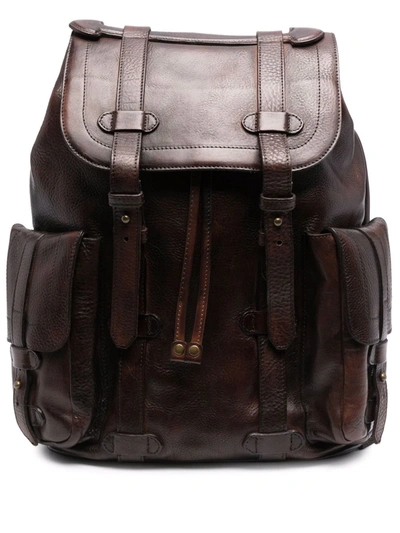 Officine Creative Pebble Leather Backpack In Braun