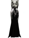 Saiid Kobeisy Fitted Floral Lace-embroidered Gown In Black