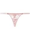 Fleur Of England Valentina Embroidered Tulle Thong In Pink