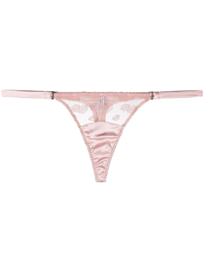Fleur Of England Valentina Embroidered Tulle Thong In Pink