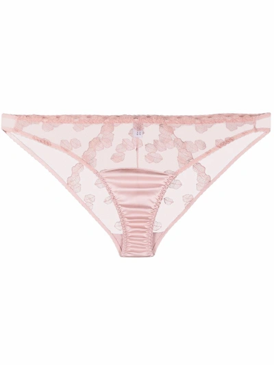 Fleur Of England Valentina Lips-embellished Breif In Pink