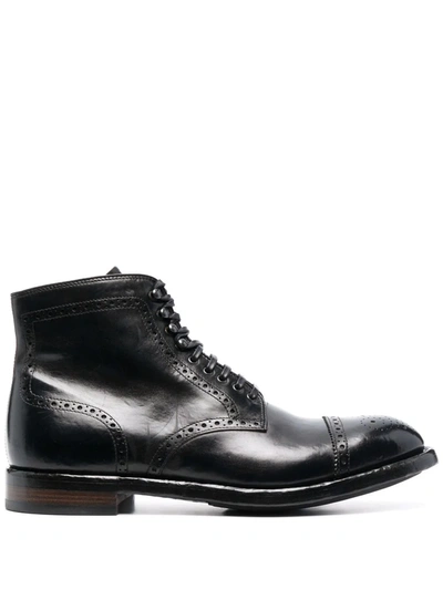 Officine Creative Brogue-detail Leather Ankle Boots In Black