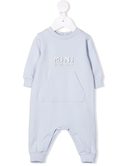 Givenchy Babies' Logo-print Long-sleeved Romper In Blue