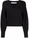 Iro Vneck Sweater In Merino Wool In Black