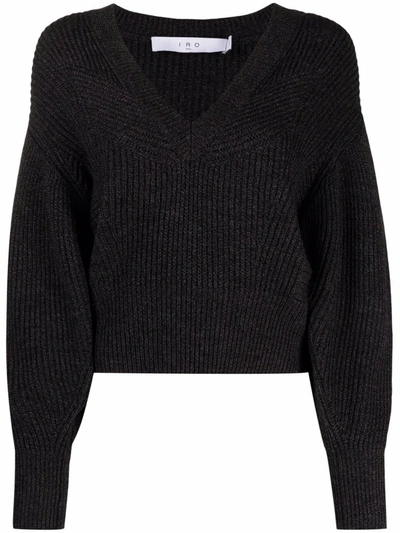 Iro Vneck Sweater In Merino Wool In Black