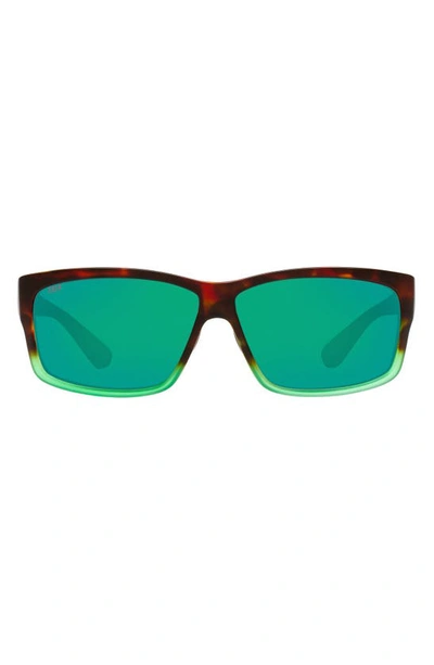 Costa Del Mar 60mm Rectangle Sunglasses In Tortoise Green