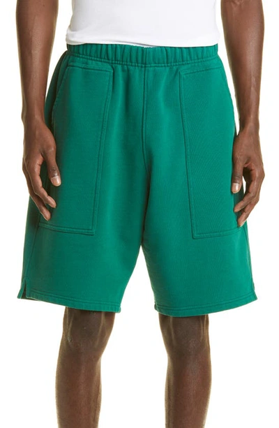 Ami Alexandre Mattiussi Ami Paris Heart Logo Cotton Jersey Sweat Shorts In Green