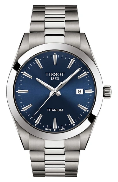 Tissot T1274104404100 Gentleman Titanium Quartz Watch In Blue