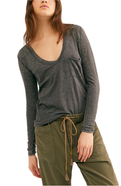 Free People Betty Long Sleeve Top In Black