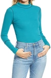 Free People The Rickie Mock Neck T-shirt In Palace Peacock