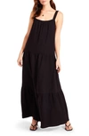 Bb Dakota By Steve Madden Bb Dakota Arianna Sleeveless Tiered Cotton Maxi Dress In Black