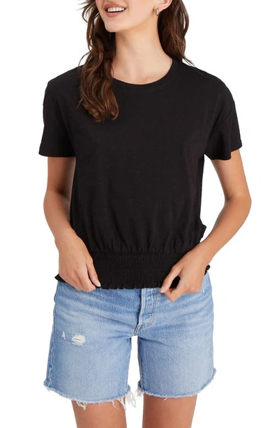 Sanctuary Perfect Smocked Cotton T-shirt In Black