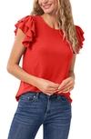 CECE DOUBLE RUFFLE KNIT TOP,7031619