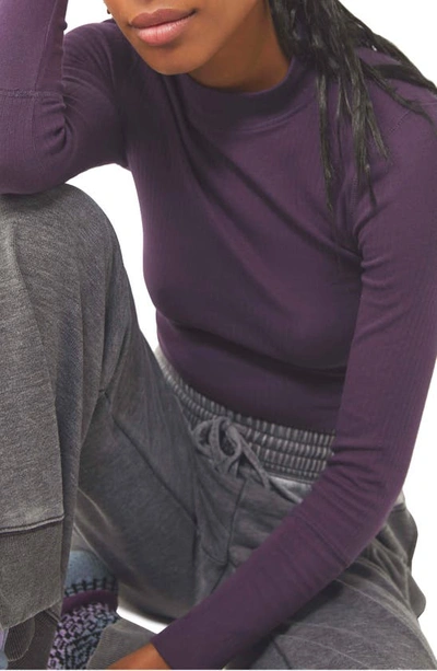 Free People The Rickie Mock Neck T-shirt In Grape Night
