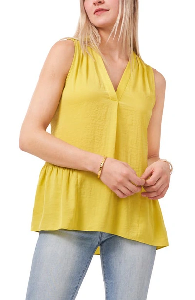 Vince Camuto Ruffle Back Sleeveless Rumple Satin Top In Citronelle