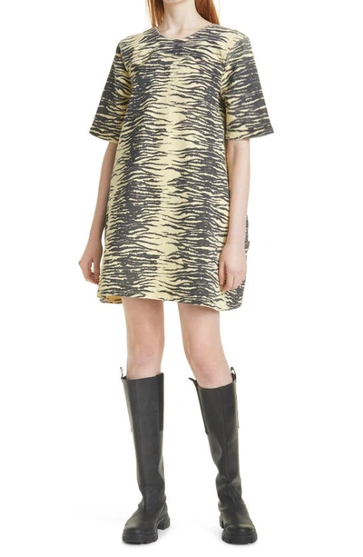 ganni yellow denim dress Vibrant Yellow Dress in Yellow Printed Denim