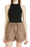 Ganni Black Melange Knit Tank Top In Black