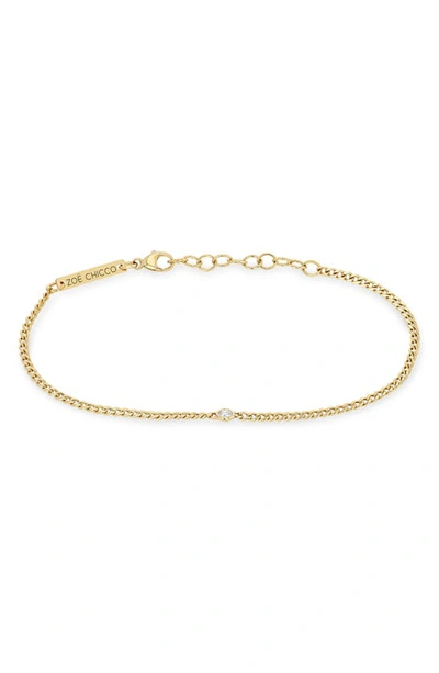 ZOË CHICCO FLOATING DIAMOND CURB CHAIN BRACELET,XSCCB-1-D-7E