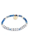 Little Words Project Custom Beaded Stretch Bracelet In Aquamarine/ Blue