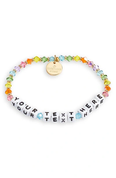 Little Words Project Custom Beaded Stretch Bracelet In Rainbow