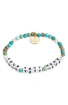 Little Words Project Custom Beaded Stretch Bracelet In Emperors/ Turquoise