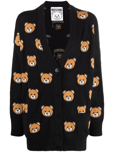 Moschino Black All Over Teddy Bear Cardigan