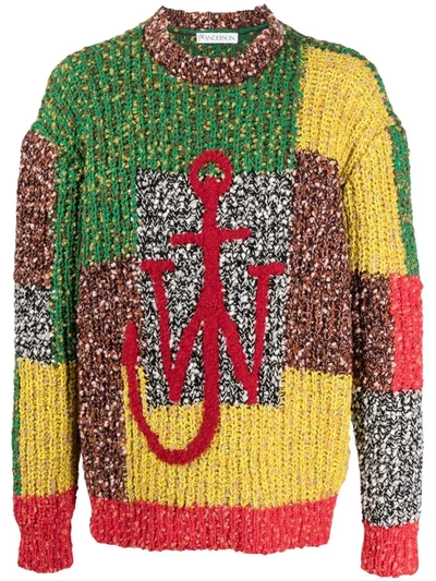 Jw Anderson J.w. Anderson Anchor Patchwork Crewneck Jumper Sweater In Multicolor