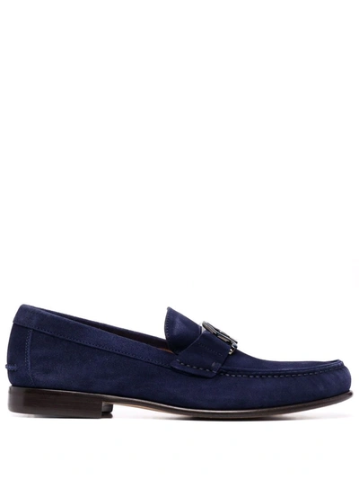Ferragamo Logo-plaque Loafers In Blue