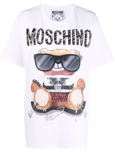 Moschino Embroidered Cotton-jersey T-shirt In White