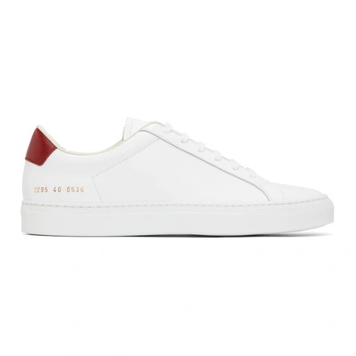 Common Projects White Retro Low Sneakers In White,red
