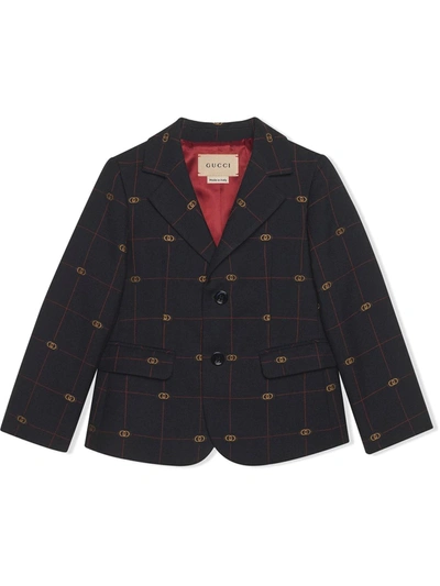 Gucci Kids' Interlocking G Wool Blazer In Blue