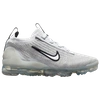 Nike Big Kids' Air Vapormax 2021 Flyknit Running Shoes In White/black/metallic Silver