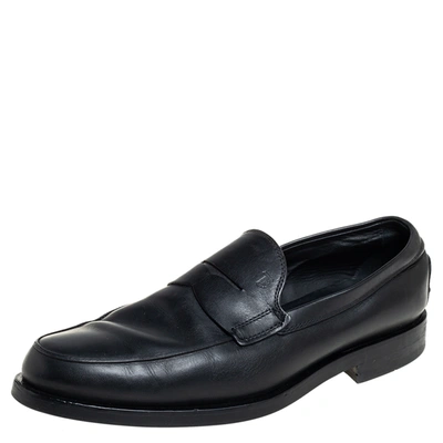 Pre-owned Tod's Black Leather Slip On Loafers Size 41