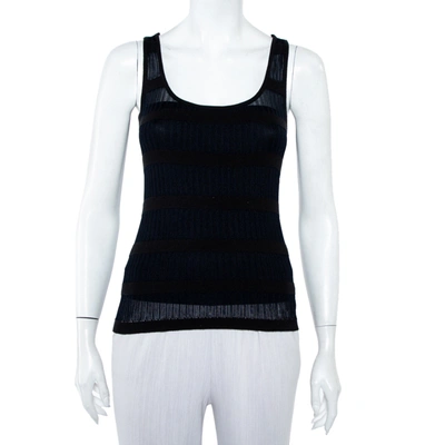Pre-owned Emporio Armani Navy Blue & Black Knit Crossback Detail Tank Top S