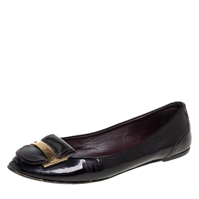 Pre-owned Louis Vuitton Burgundy Patent Leather Ballet Flats Size 38