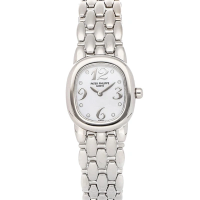 Pre-owned Patek Philippe White Diamonds 18k White Gold Ellipse 4830/1g Women's Wristwatch 26 Mm