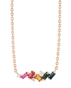 Suzanne Kalan Rainbow Sapphire Baguette Mixed Mini Bar Necklace In Rose/gold