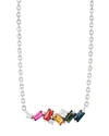 Suzanne Kalan Rainbow Sapphire Baguette Mixed Mini Bar Necklace In White/gold