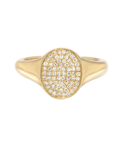 Zoe Lev Jewelry 14k Gold Pave Diamond Signet Ring