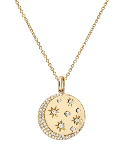 Zoe Lev Jewelry 14k Gold Diamond Celestial Disc Necklace