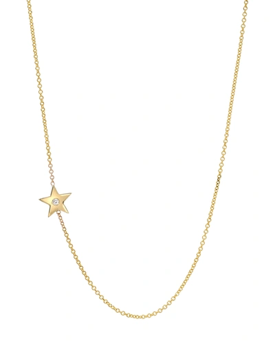 Zoe Lev Jewelry 14k Gold Diamond Star Asymmetrical Necklace