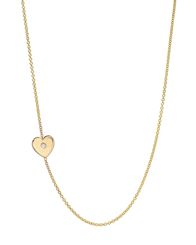 Zoe Lev Jewelry 14k Gold Diamond Heart Asymmetric Necklace