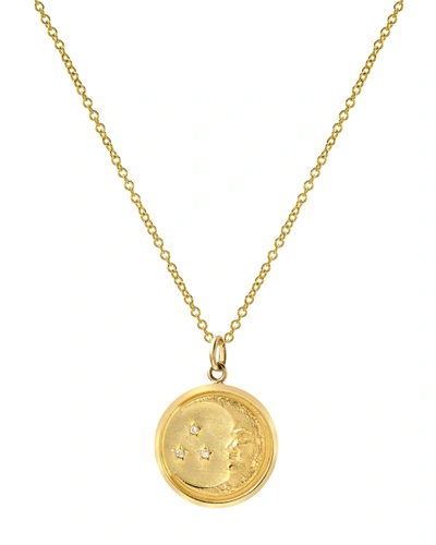 Zoe Lev Jewelry 14k Gold Diamond Moon Medallion Necklace