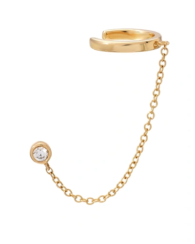 Zoe Lev Jewelry 14k Gold Ear Cuff With Bezel Diamond Chain, Single