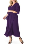 Standards & Practices Short Sleeve Wrap Maxi Dress In Purple Haze