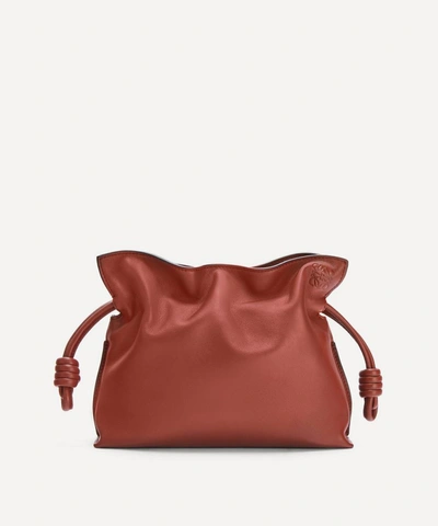 Loewe Mini Flamenco Leather Clutch Bag In Burnt Red